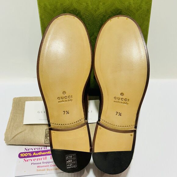 Gucci Interlocking G Men's 7.5/ US 8 Brown Leather Loafers Slip-On Shoes NIB - Picture 9 of 11